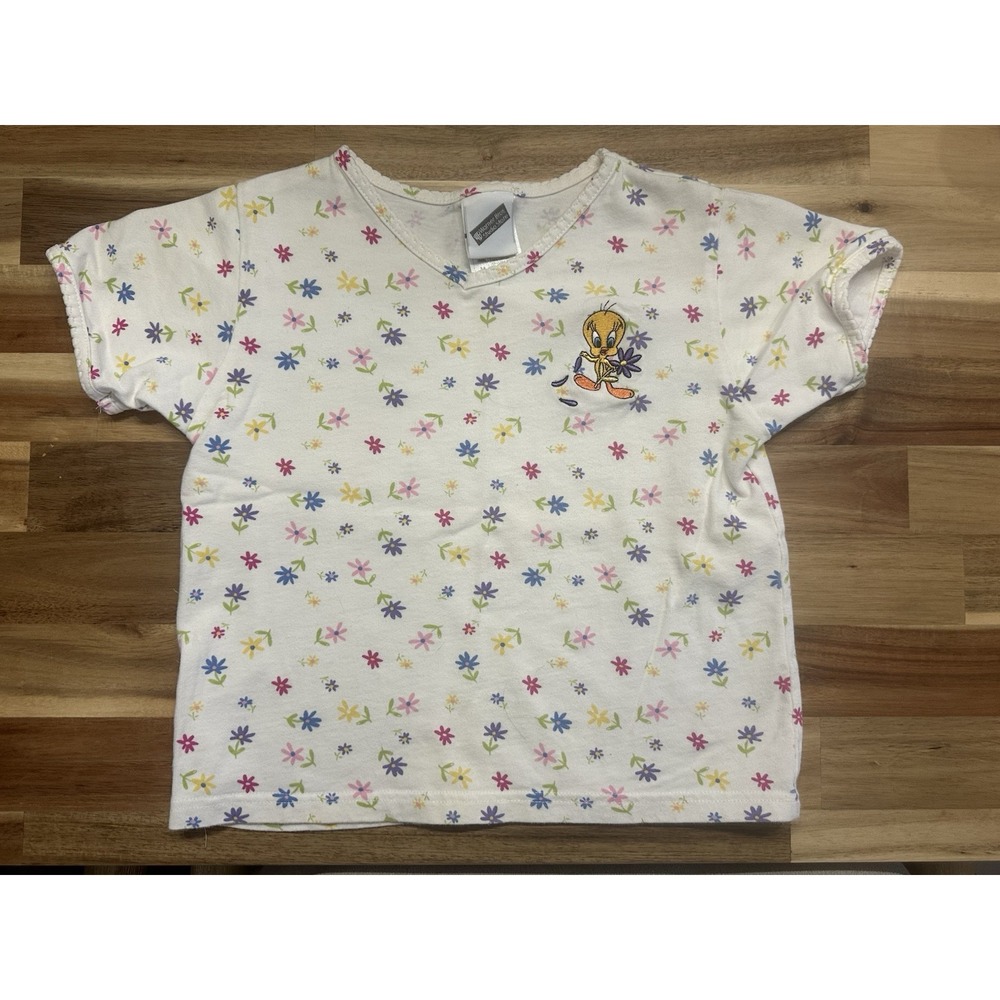 Vintage WB Tweedy Bird  Kids Shirt Floral Embroidered Size M‎ Y2K